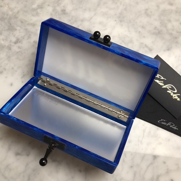 EDIE PARKER Blue and Silver Clutch with Script Design - Picture 7 of 13